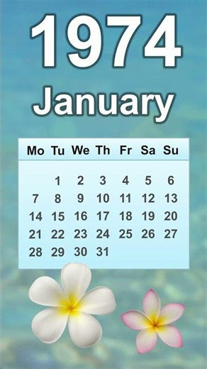 January 1974 Calendar