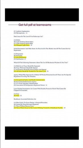 STERILE PROCESSING FINAL EXAM QUESTIONS AND ANSWERS
