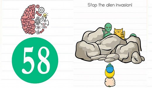 Brain Test Level 58 Stop the alien invasion