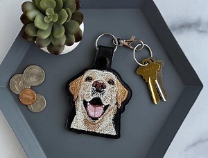 Realistic Yellow Lab Keychain: Embroidered Labrador Retriever Key Fob or Bag Charm, Great Gift for Dog Lover. - Etsy
