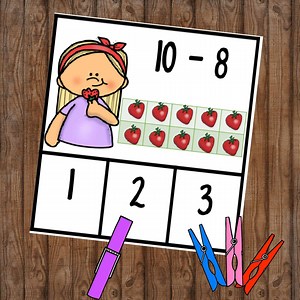 Spring Subtraction with Ten Frames Clip Cards (FREE)
