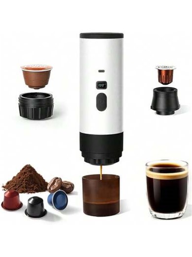 3-In-1 Portable Coffee Maker, Suitable For Ground Coffee, Coffee Capsules, And Espresso, Compact Wireless Pump Pressure Coffee Machine For Travel, Car, Office, Camping, Etc. | SHEIN