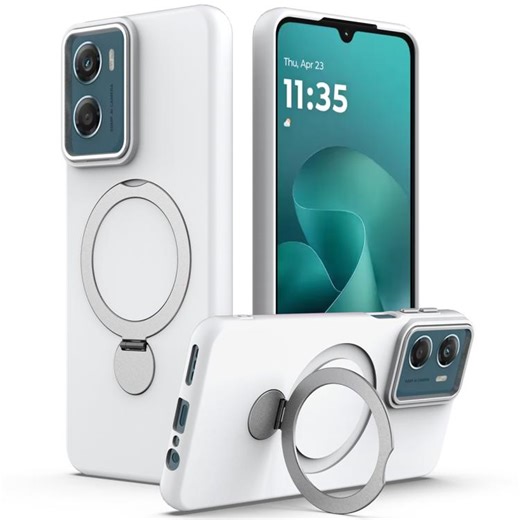 [$3.05] For Motorola Moto G06 / G06 Power 4G Gen1.5 Pivot Ring Holder TPU Hybrid PC Phone Case(White)