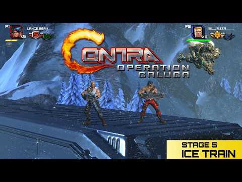 Contra Operation Galuga Co-Op Stage 5 Ice Train Gameplay Walkthrough