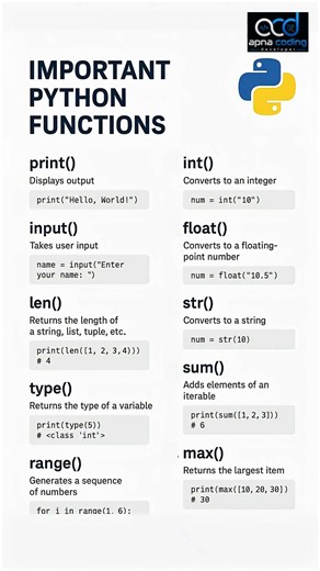 10 Most Important Python Functions Every Beginner Should Know 🐍 #python #coding #office