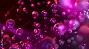 3D rendering of an abstract art animation video with 3D balls in the process of exploding based on small spheres or bubble particles in orange, red, purple and blue colors. Stock Video