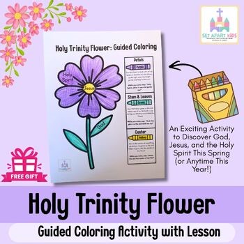 Holy Trinity Flower Guided Coloring Page for Kids – Sunday School Bible Activity