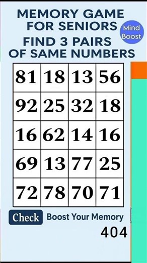 Daily Brain Challenge for Seniors – Can You Boost Daily Focus? | Match the Numbers