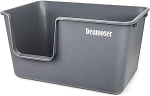 Extra Large Litter Box with High Sides 24.8" Lx17 Wx13H Jumbo Litter Box for Multi Cat Households ，High Wall Cat Litter Box Anti-Splashing Kitty Litter Box （Grey