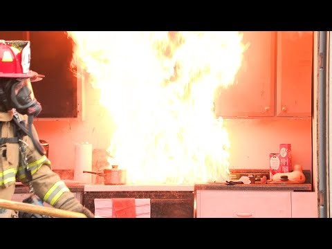Cooking fire demo with NH State Fire Marshal's Office, Dover Fire & Rescue and American Red Cross