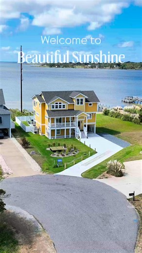 Welcome to the brand new, Beautiful Sunshine!✨☀️ This stunning 5-bedroom soundfront retreat offers sweeping views of the Albemarle Sound, complete with a private pool, hot tub, gym, sauna, elevator, and more. Wake up to breathtaking views over the water and unwind with unforgettable sunsets by the pool. Located in a gated community, Beautiful Sunshine is the ideal family vacation home—enjoy endless fun on the sound and the convenience of being just a 3-minute drive from the nearest beach access 