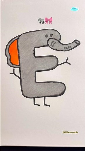 Alphabet E Drawing 🐘 Easy Elephant from Letter E | ABC for Kids