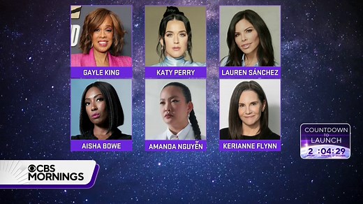 37K views · 450 reactions | Before Gayle King, Lauren Sánchez, Katy Perry, Amanda Nguyen, Aisha Bowe and Kerianne Flynn make history on their Blue Origin launch to space, the crew sat down with Vlad to talk about their nerves, excitement and the gravity of this moment: “Every single woman on this couch is an explorer.” Tune into CBS, CBS News 24/7 or Paramount+ at 9 a.m. ET for the launch. | CBS Mornings | Facebook
