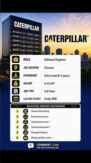 Caterpillar Recruitment | Entry Level | Software Engineer | Freshers & Experienced | Chennai