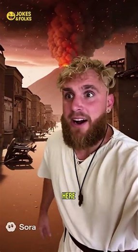 Jake Paul Tries to Outrun Pompeii’s Eruption 😂 “I Just Paid Taxes, Bro!” 🌋 #Shorts #SoraAI V2