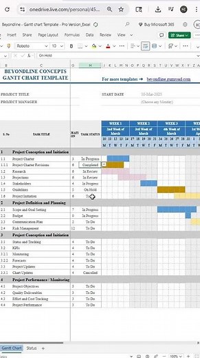 Free Gantt Chart Template - Microsoft Excel #excel #ganttchart #projectmanagement #productivity