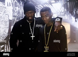 (L-R) 50 Cent and Soulja Boy on-set of their music video 'Mean Mug' directed by Colin Tiley on November 4, 2010 in Los Angeles Stock Photo - Alamy