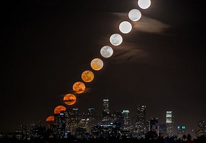 A Moon Rise Over Los Angeles as a Time-Slice, Time-Lapse, and Animated GIF
