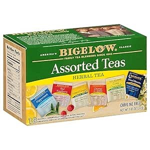 Bigelow Tea Assorted Herbal Tea Variety, Caffeine Free Tea with Mint, Lemon, Chamomile, Orange or Herbal Teas, 18 Count Box (Pack of 6), 108 Total Tea Bags (Packaging and Flavor Assortment May Vary)