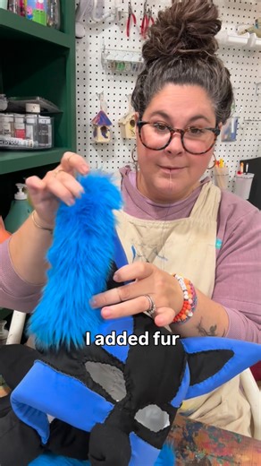 Christine Denicola | The Little Makerspace on Instagram: "You guys, I added fur to the Lucario head 😬 What do you think? #diy #costume #halloween #pokemon #fursuits #cosplay #lucario"
