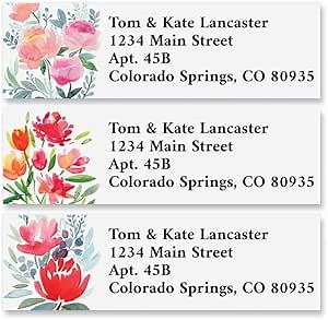Spring is Blooming Personalized Classic Return Address Labels - Set of 240 (3 Designs), Self-Adhesive, Large Flat-Sheet Classic Labels