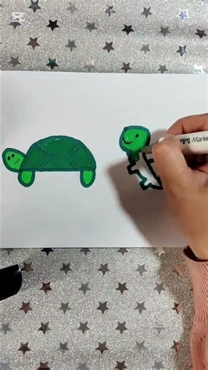 Turtle Drawing Tutorial 🐢🐢#usashorts #animalart #drawing