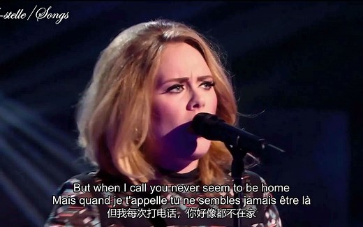 Adele - Hello 阿黛尔 巴黎大剧院现场《你好》 (中英法字幕）