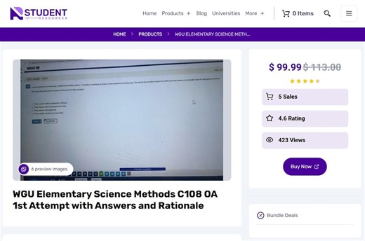 WGU Elementary Science Methods C108 OA 1st Attempt With Answers and Rationale - Etsy