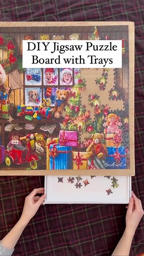 🧩 DIY Jigsaw Puzzle Board 🧩 This puzzle board is big enough to hold the puzzle yet small enough to fit through a doorway and under a bed. We added trays made from foam board to hold all the pieces. @whitemountainpuzzles Search “puzzle” at www.creativelyhome for the details. #jigsawpuzzle #jigsawpuzzles #puzzle #diy #diypuzzle #puzzletok #diy #diypuzzleboard #diyprojectideas #diyprojects #doityourself #diyideas #diycraft #diyer #feelingcrafty #craftymom #doityourselfproject #imadethis