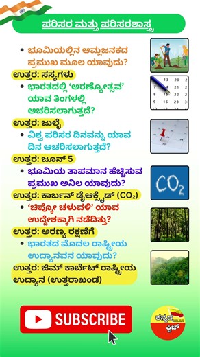 🌿 ಪರಿಸರ ಮತ್ತು ಪರಿಸರಶಾಸ್ತ್ರ GK ಪ್ರಶ್ನೆಗಳು | Environment & Ecology Quiz Kannada #Shorts