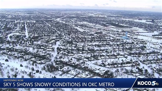 Several inches of snow have fallen in the Oklahoma City metro, blanketing roads and highways. Watch live as Sky 5 Pilot Chase Rutledge shows road conditions from the air. https://tinyurl.com/4wxh2hyv | KOCO 5 News