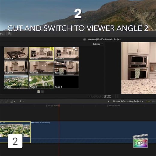 Final Cut Pro Shortcut | 2 | Cut and Switch to Viewer Angle 2