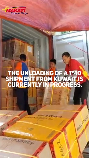 Unloading cargo from Kuwait and bringing it one step closer to its final destination! #shipping #logistics #unloading #globaltrade #kuwait #cargo #teamwork #destination #progress. | Makati Express Cargo