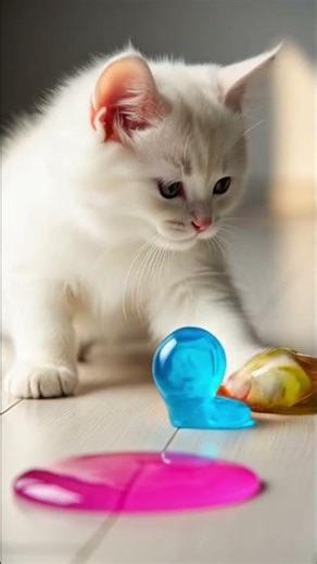 Adorable Kitten Playing with Slime, Gel Beads & LED Lights/ASMR! #catlife #cuts #cat #cutecats #asmr