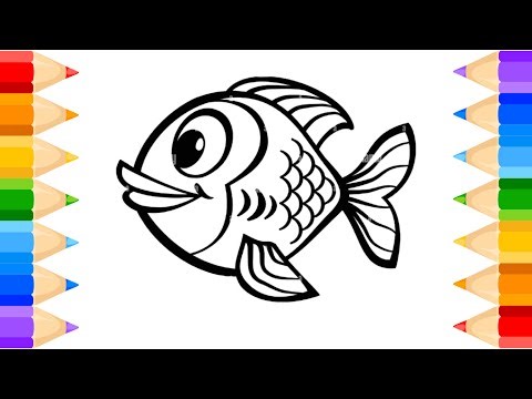 How To Draw Fish Drawing, Painting & Coloring For Kids and Toddlers_ Child Art 🌈🎨‪@midulart‬