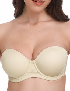 Wingslove Women's Strapless Push Up Bra Plus Size Full Figure Underwire Multiway Contour Bra, Beige 42DDD