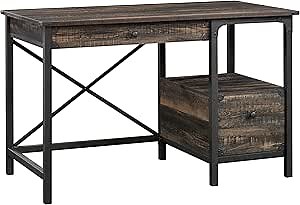 Amazon.com: Sauder Steel River Desk, Industrial Office Desk with Two Drawers and Open Shelf - Carbon Oak Finish : Home & Kitchen