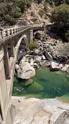 You have to check out this swimming hole! Located along the South Yuba River in Nevada City. 📍Old Bridge State Hwy Nevada City, CA 95959 The fun part about this spot is that you can choose how you what to explore it. To get to the swimming hole underneath the bridge go down the cement stairs. From there you will have to scramble down rocks to get to the water. You can swim underneath the bridge or go up or down the river and explore more swimming holes that are less crowded. Different parts of 