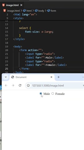 Radio Type Input in HTML #html #coding#shots #formepage #webdevelopment #viral