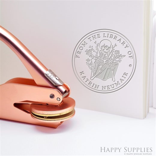 From the Library of Book Embosser, Custom Book Embosser Stamp, Personalized Halloween Skull Skeleton Book Stamp, Book Lover Gifts - Etsy