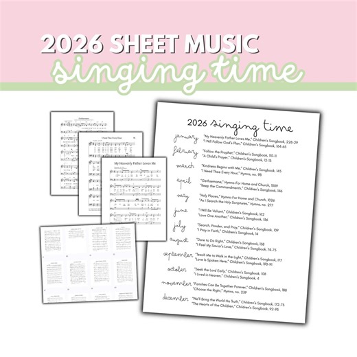 2026 LDS Primary Singing Time Sheet Music Binder | Song List (PDF Instant Download) - Etsy