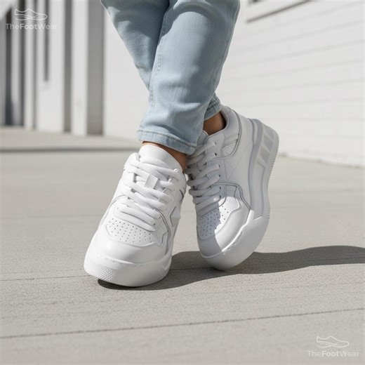 Unisex White Platform Sneakers – Chunky Casual Shoes for Men and Women - Etsy