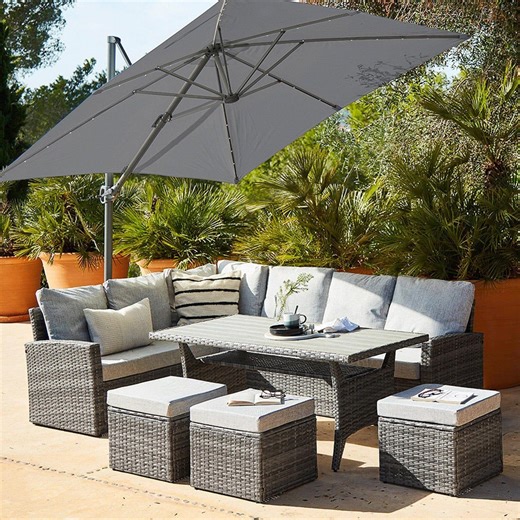 Latitude Run Allena 9 - Person Garden Lounge Set with Cushions & Parasol | Wayfair.co.uk
