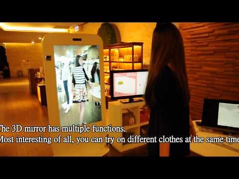 3D virtual try-on mirror in clothes stores