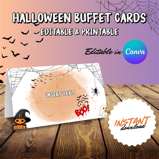 Editable Halloween Buffet Cards | Printable Food Labels, Tent Cards & Party Table Signs - Etsy