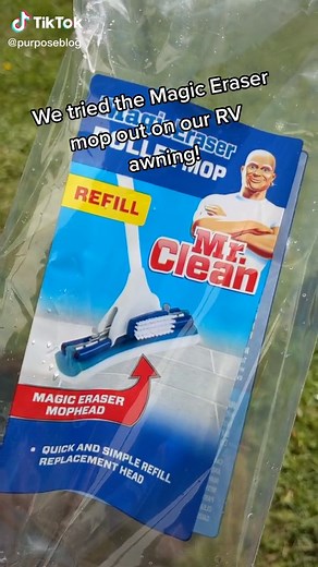 Cleaning RV Awning with Magic Eraser Mop | RV Renovation Tips