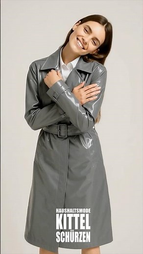 #AI #Fashion I Grauer #PVC Mantel und weiße Businessbluse