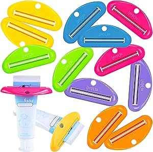 LOVEINUSA Toothpaste Squeezers Bulk, 12PCS Multicolor Toothpaste Clips Tube Squeezer Dispenser Assorted Colors for Hair Gel Glue Tube Ointment