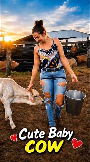 Cute Baby Cow 🐮 | Adorable Calf on the Farm | Sweet Cow Moments | Village Farm Life | | Maria Vlogs