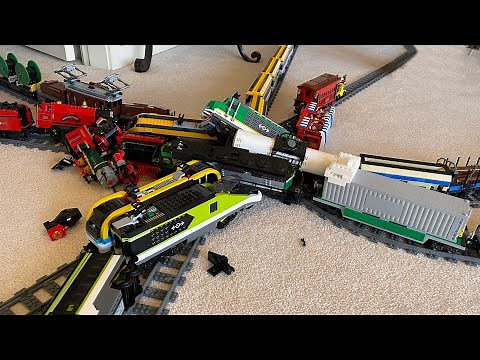 Lego Train Crash Compilation #3 - 8 Trains Crashing Into Each Other